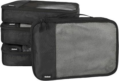 Packing Cubes for Travel Essentials,4 Set Packing Cubes for Suitcases,Lightweight Mesh Luggage Organizer Bag,Black