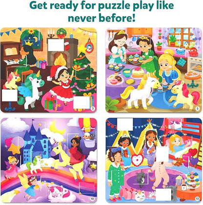Skillmatics Puzzle Activity - Tape It Unicorn & Princess Sticker Puzzles, 300+ Easy-Tear Stickers, Reusable Art & Craft Kit, Fine Motor Skills & Travel Toy, Gift for Kids Ages 4, 5, 6, 7, 8