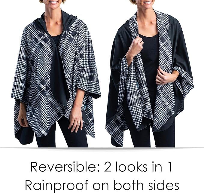 RainCaper Womens Rain Cape Poncho Coat Jacket with Hood Reversible Gorgeous Ultrasoft