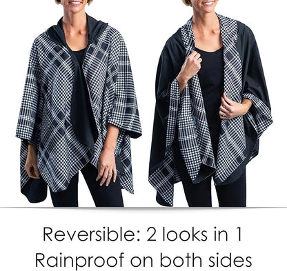 RainCaper Womens Rain Cape Poncho Coat Jacket with Hood Reversible Gorgeous Ultrasoft