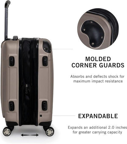 Kenneth Cole REACTION Renegade Luggage Expandable 8-Wheel Spinner Lightweight Hardside Suitcase, Champagne, 28-Inch Checked