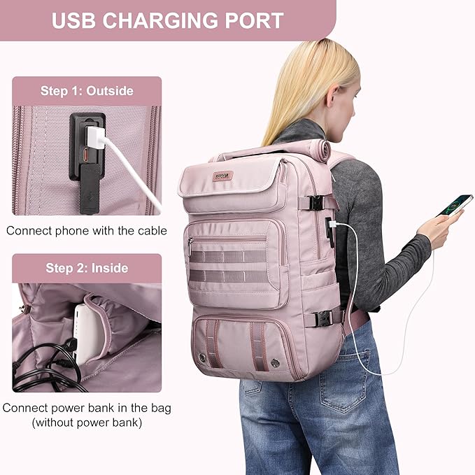 PIJUSHI Travel Backpack for Women Carry on Duffle Bag Backpack For Airplanes Luggage Rucksack with Shoe Compartment(PE048 Light Purple)
