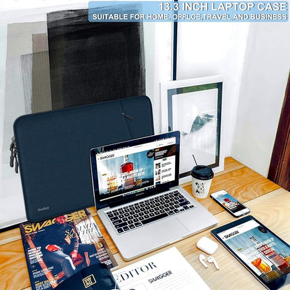 Laptop Sleeve Case 13.3 inch, Shockproof Protective Computer Cover with Accessories Pocket, Laptop Bag Compatible with MacBook Air/Pro 13-13.3 inch, Compatible for MacBook Pro 14 inch, DarkBlue