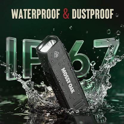 Mossy Oak Rechargeable EDC Flat Flashlight 1200 Lumens, Pocket Work Light with Magnetic Base, UV & White Light Combo, Waterproof LED Inspection Light for Work and Home - Idea Christmas Gift for Men