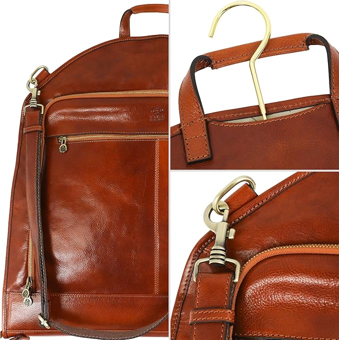 Leather Garment Bag Suit Carrier Slim Carry-on Garment Dress Protection Bag