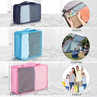 Tudomro 12 Pcs Large Packing Cubes Luggage Organizers for Suitcase Mesh Travel Organizer Bags Travel Packing Organizers for Traveling Camping Hiking