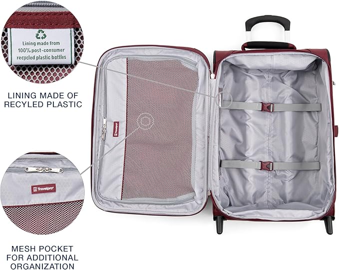 Travelpro Maxlite 5 Softside Expandable Upright 2 Wheel Carry-on Luggage, Lightweight, 22-Inch — Burgundy