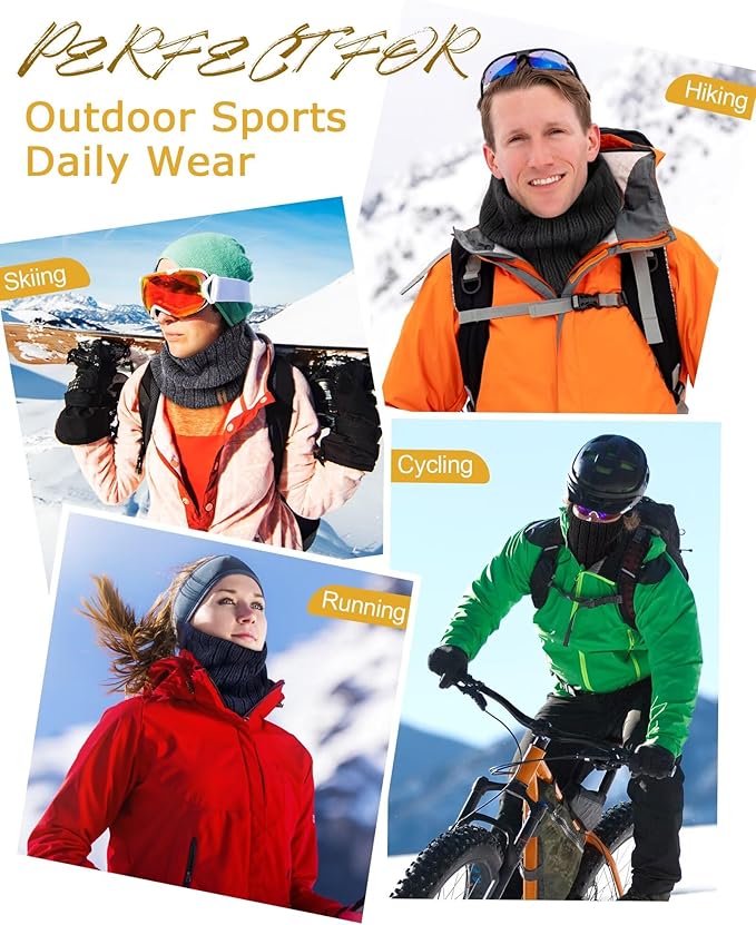 Winter Neck Gaiter for Men – 3 Pack Ski Neck Warmer, Fleece Face Mask Cover, Cold Weather Neck, Neck Warmers