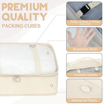 10 Set Packing Cubes for Travel, Travel Organizer with Hanging Toiletry Bag and Shoe Bag, Luggage Organizer Bags for Travel Essentials Women Men