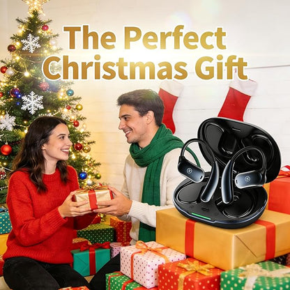 Kinglucky Open-Ear Headphones Bluetooth Earbuds with Ear Hooks Over Ear Buds with Microphone, Clear Calls,Ergonomic Earhook, Enc Noise Cancelling, IPX6 Waterproof for Sports/Running/Cycling