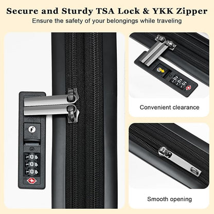 16 Inch Carry On Luggage Airline Approved, Expandable Lightweight ABS+PC Hard Shell Suitcases with 360° Spinner Wheels, TSA Lock, YKK Zippers (White, 1 PC)