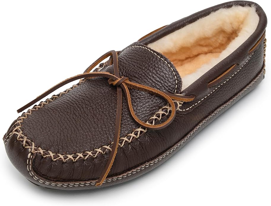 Minnetonka Men's Sheepskin-Lined Moose Slippers