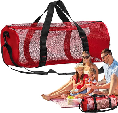 Mesh Gym Bag -Mesh Duffle Bags, Multifunctional Cylindrical Bag With Adjustable Strap, Portable Snorkeling Equipment Carry | Large Capacity Gym Bags, Snorkel Gear With Inside Hook For Travel