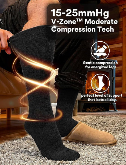 Alpaca Wool Heavyweight 15-25 mmHg Knee High Compression Support Socks Thick Winter Thermal Warm Soft Travel Flying