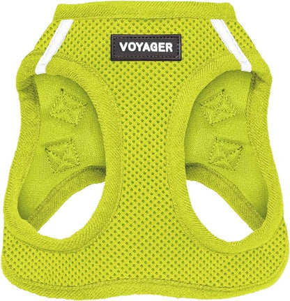 Best Pet Supplies Voyager Step-in Air Harness - All Weather Mesh, Reflective, No Pull Harness for Dogs, Cats - Secure with Hook & Loop Fastener, Buckle, Double D-Rings - Lime Green, XXXS