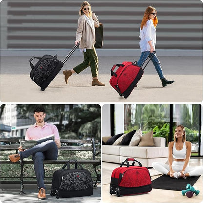 OIWAS Small Rolling Duffle Bag with Wheels Travel 22 inch Carry On Luggage Unisex-Adult Short Term Trips Expandable 50L to 60L