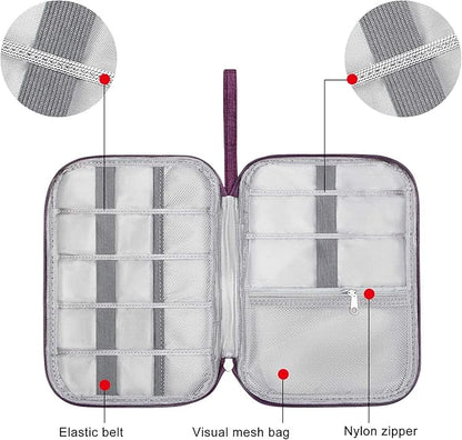 SELLYFELLY Travel Electronics Organizer Portable Cable Organizer Bag for Storage Electronic Accessories Case for Cord,Phone,Charger,Flash Drive (Purple)