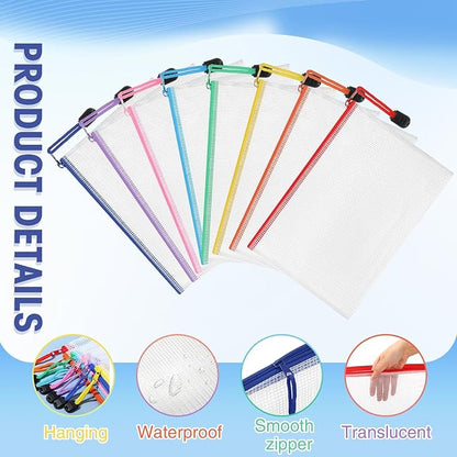 Jetec 32 Pcs Mesh Zipper Bags Toy Storage Bikini Organizer Bag Bolsas Para Guardar Trajes De Bano Waterproof Zipper Reusable Pouch Puzzle Multipurpose for Storage Office(Cute Color,7.5 x 5 Inch)
