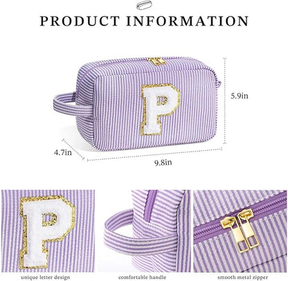 YOOLIFE Gifts for Grandma - Personalized Birthday Gifts for Grandma, Monogram Initial Makeup Bag Make Up Bag for Women N