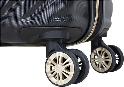 Kenneth Cole REACTION Madison Square Lightweight Hardside Chevron Expandable Spinner Luggage, Black, 2-Piece (20" Carry On + Backpack)