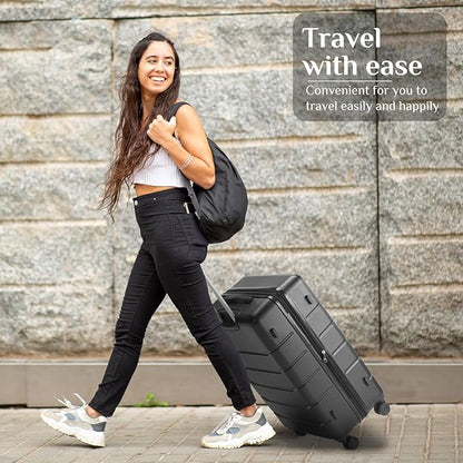 OLIXIS 21 Inch Carry-On Luggage, Hardside Suitcase with Spinner Wheels, Lightweight ABS Hard Shell Travel Luggage, TSA Approved Lock, Expandable Small Suitcase for Business & Travel–Black