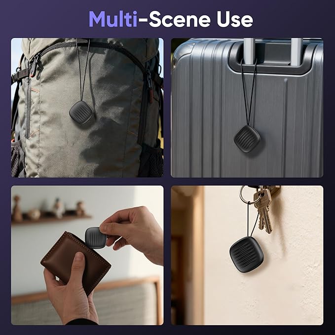 Air Tracker Tags-4 Pack: Bluetooth Tracker Work with Apple Find My (iOS only), Smart Tag Keys Finder Tracking Tags and Item Locator for Luggage Tracker, Bags, Wallet, Travel