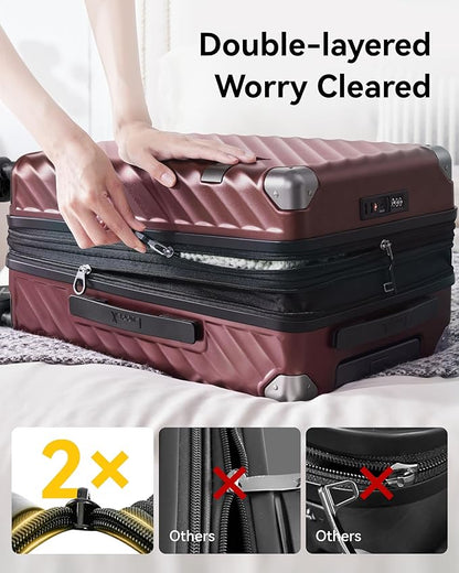 LUGGEX Luggage with Spinner Wheels, Polycarbonate Expandable Hard Shell Suitcase, Carry On 20 Inch, Blue