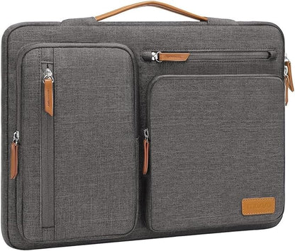 MOSISO 360 Protective Laptop Case 14 inch, 14 inch Laptop Sleeve Compatible with HP Lenovo Dell ASUS Acer, HP, Dell Latitude, Lenovo, Side Open Carrying Case with 4 Zipper Pockets&Handle, Taupe Gray