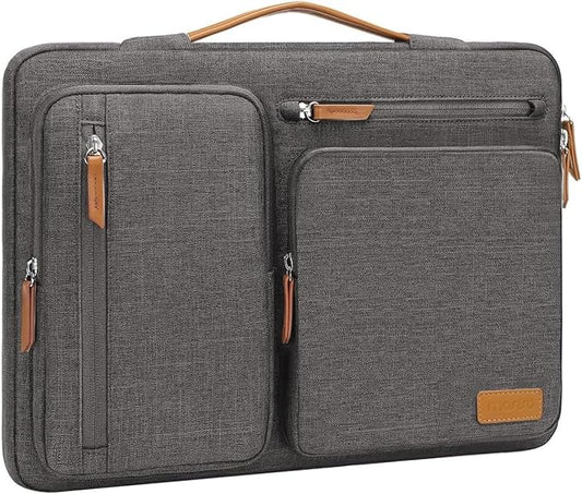 MOSISO 360 Protective Laptop Case 16 inch, 15-15.6 inch Laptop Sleeve Compatible with MacBook Pro 16, HP, Acer, Dell, Lenovo, ASUS, Side Open Carrying Case with 4 Zipper Pockets&Handle, Taupe Gray