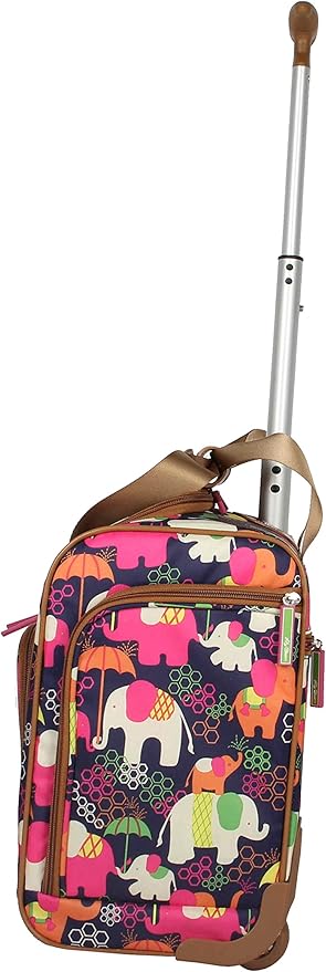 Lily Bloom Designer 15 Inch Carry On - Weekender Overnight Business Travel Luggage - Lightweight 2- Rolling Wheels Suitcase - Under Seat Rolling Bag for Women (Elephant Rain)