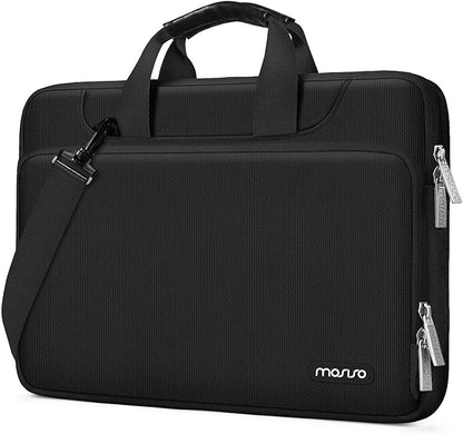 MOSISO 360 Protective Laptop Shoulder Bag 14 inch Computer Bag Compatible with HP Lenovo Dell ASUS Acer, HP Stream, Dell Latitude, Lenovo IdeaPad,Matching Color Sleeve with Belt, Black