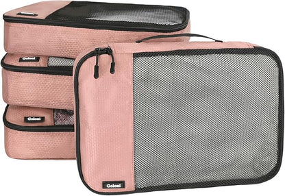 Packing Cubes for Travel Essentials,4 Set Packing Cubes for Suitcases,Lightweight Mesh Luggage Organizer Bag,Meat pink