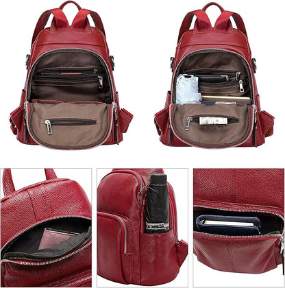 ALTOSY Soft Leather Backpack Purse For Women -theft Backpacks Versatile Shoulder Bag（S81 Red Wine）