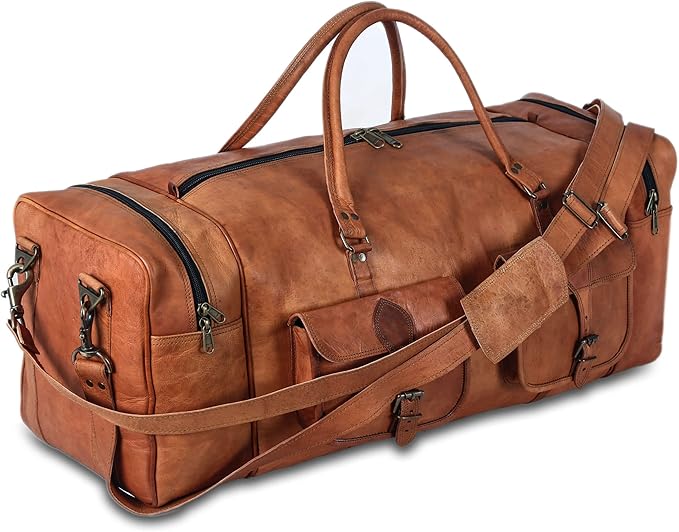 Large 32 inch duffel bags for men holdall leather travel bag overnight gym sports weekend bag