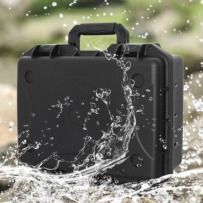 Hard Case with IP67 Waterproof Shockproof Tool Box for Microphone, Drones, Camera, Equipments, Portable Storage Case, 16.5 x13 x 7 Inch