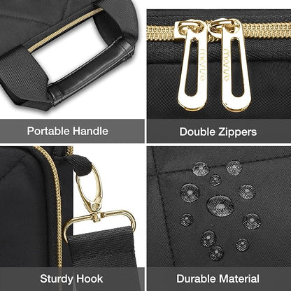 MOSISO Vertical Laptop Shoulder Bag,Computer Bag,Rhombus Quilted Messenger Bag with Front Pocket&Handle&Belt