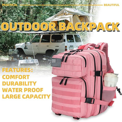 25L Tactical Backpack for Men and Women Military Backpack Small Assault Pack Molle Backpack Bug Out Bag Travel Rucksack Daypack (Pink)