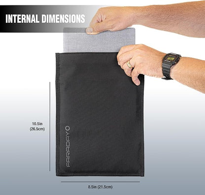 Faraday Defense Faraday Bag Jacket Pro for Tablets | Magnetic Closure, Shielding - Law Enforcement & Military, Travel & Data Security, Privacy, Anti-Tracking Anti-Hacking Black (Tablet)