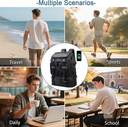 Travel Backpack for Men Laptop Backpack Fit 16 inch Carry-on Airline Approved Casual Daypack Work Business Rucksack,Black