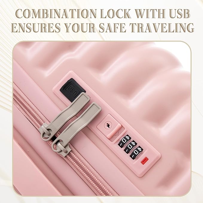 3 Luggage Sets, Hardshell Suitcase Spinner Wheels with Combination Lock