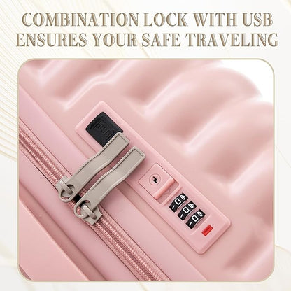 3 Luggage Sets, Hardshell Suitcase Spinner Wheels with Combination Lock
