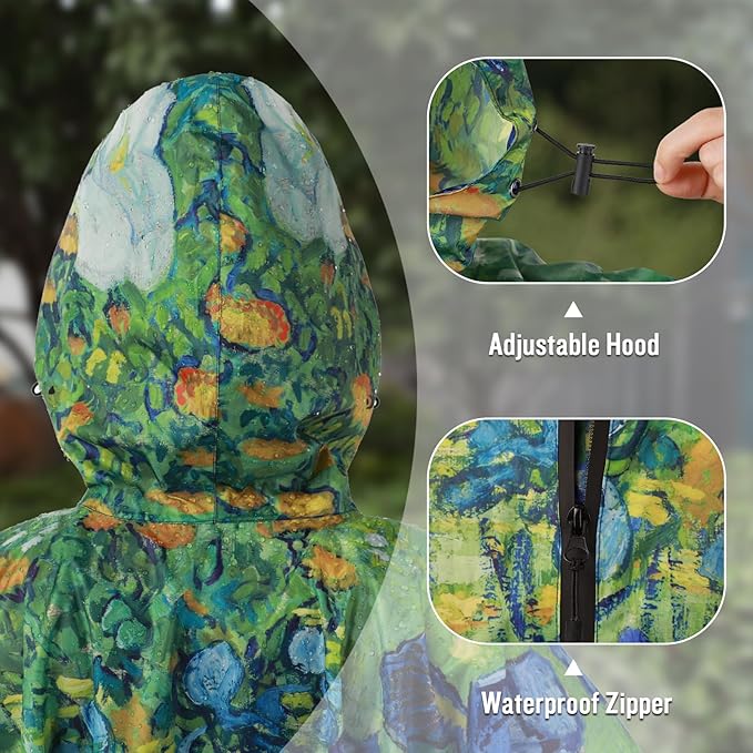 SaphiRose Unisex Rain Poncho Waterproof Raincoat Hooded for Adults Women with Pockets