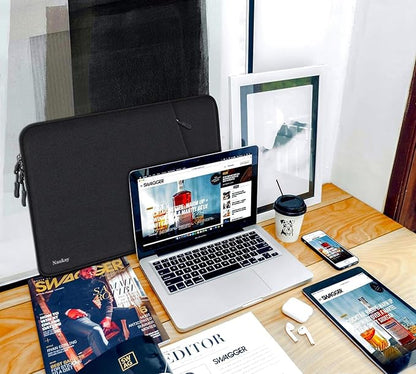 Laptop Sleeve 13 inch, Shockproof Protective Computer Case with Accessories Pocket, Portable Laptop Bag Compatible with 13 in New MacBook Air, MacBook Pro 13 inch, Black