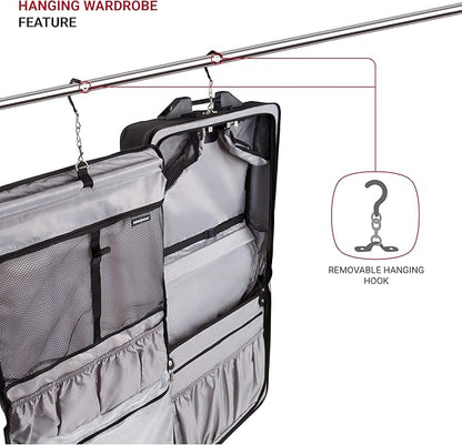 SwissGear 7895 Premium Rolling Garment Bag, Bonus Hanging Feature, Men's and Women's, Carry-on Luggage - Grey Heather