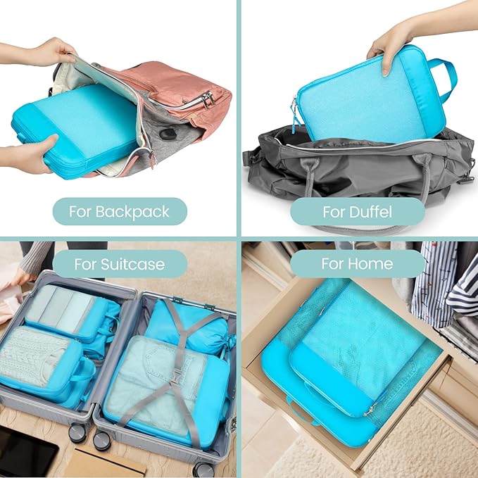 Cambond Compression Packing Cubes for Travel Women - Expandable Travel Bags Luggage Organizers Travel Essentials Compression Cubes for Travel Carry on Suitcases Organizer
