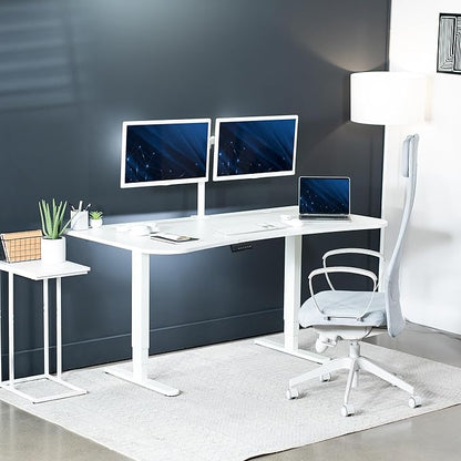 VIVO Electric 63 x 32 in Dual Motor Standing Desk, Memory Height Adjustment, 2B Series, White Top White Frame, DESK-KIT-2W1W