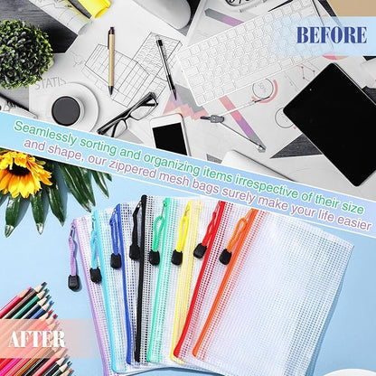 Jetec 32 Pcs Mesh Zipper Bags Toy Storage Bikini Organizer Bag Bolsas Para Guardar Trajes De Bano Waterproof Zipper Reusable Pouch Puzzle Multipurpose for Storage Office(Sweet Color,7.5 x 5 Inch)