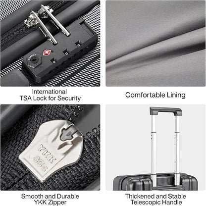 Hanke 29 Inch Luggage Suitcases With Spinner Wheels Lightweight PC hardside Rolling Suitcase With Travel Lock, Checked-Large 29-Inch(Jet Black)