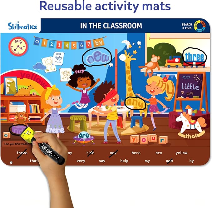 Skillmatics Search and Find Sight Words Educational Game - Reusable Preschool Learning Activities, Perfect for Toddlers & Kids Who Love Toys, Builds Vocabulary, Gifts for Ages 4, 5, 6, 7