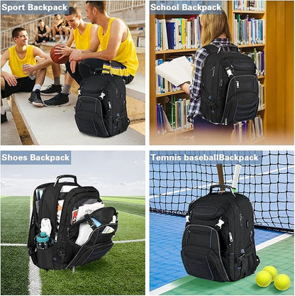 18.4 Inch Laptop Backpack,Extra Large Travel Backpack with USB Charger Port for Men Women,60L Big Capacity Heavy Duty Computer Bag TSA Friendly RFID Anti Theft Pocket Backbag,21.2*15.5*11.5 inch Blue